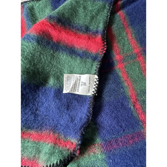 San Marcos Blanket Throw Made In Mexico 45 X 72 Acrylic Plaid Green‎ Red - Picture 3 of 8